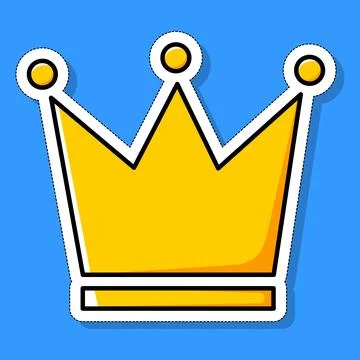 Flat yellow crown sticker. Vector illustration. Stock Illustration