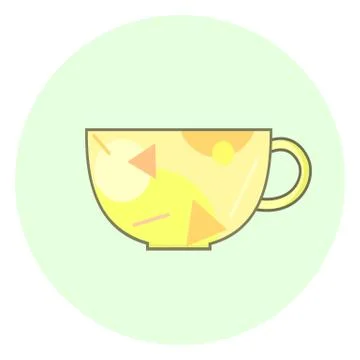 Flat yellow cup icon, tea cup Stock Illustration