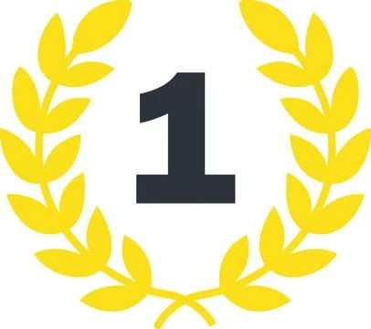 Flat yellow gold laurel wreath number one winner award icon Stock Illustration