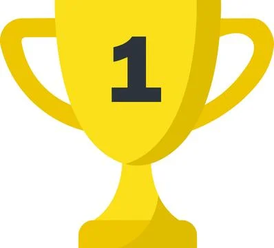 Flat yellow gold number one winner trophy cup award icon Stock Illustration