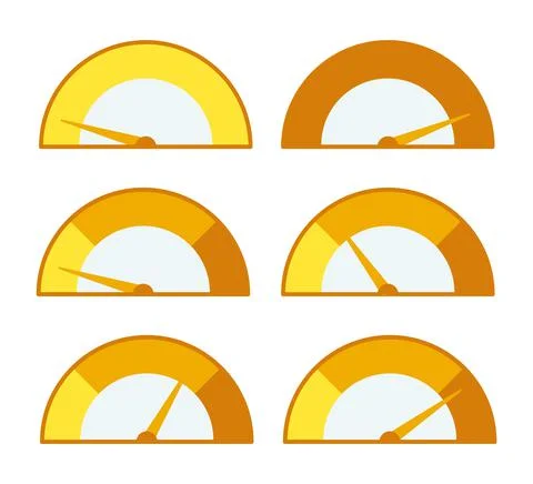 Flat yellow indicator collection on white background Illustrazione stock