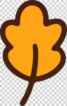 Flat yellow-orange leaf icon is floating on transparent background, showing Stock Illustration