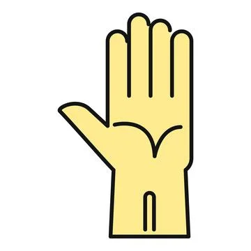Flat yellow protection safety work hand glove icon Stock Illustration