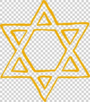 Flat yellow six-pointed star is showing hexagon and six triangular gaps on Stock Illustration