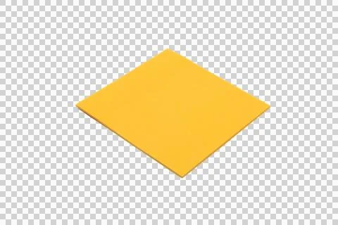 A flat, yellow square tile positioned in a diamond orientation, isolated Stockfoto's
