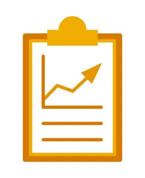 Flat yellow successful report icon on white background Stock Illustration