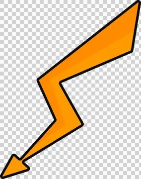 Flat zigzag orange arrow with gradient is pointing diagonally down right on イラスト素材