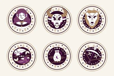 Flat zodiac sign set Stock Illustration