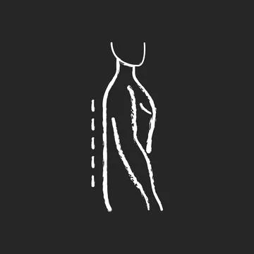 Flatback syndrome chalk white icon on black background Illustrazione stock