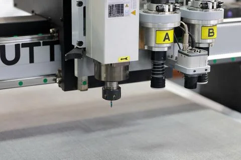 Flatbed digital cutting system with milling tool Stock Photos