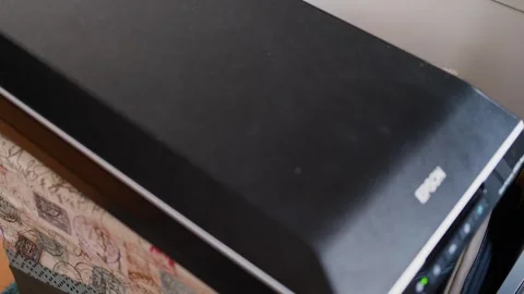 Flatbed scanner in close-up view with lid closed, scanning document or Stock Footage 292590228