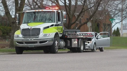 Flatbed Tow Truck Stock-Footage 74065616