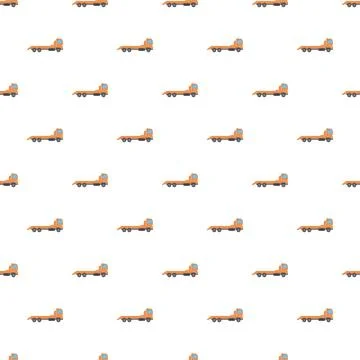 Flatbed tow trucks transporting vehicles seamless pattern Stock Illustration