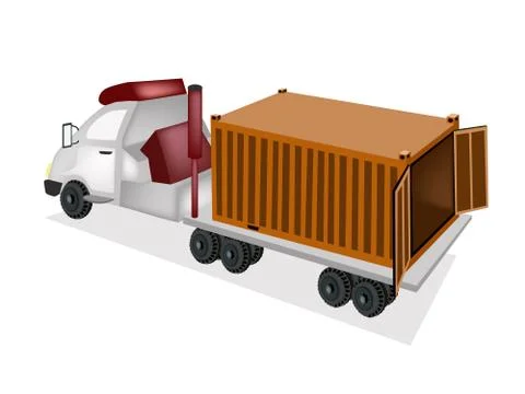 A flatbed trailer delivering a cargo container Stock Illustration