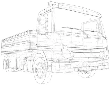 Flatbed truck. Vector Illustration of Flatbed truck. The layers of visible and 스톡 일러스트