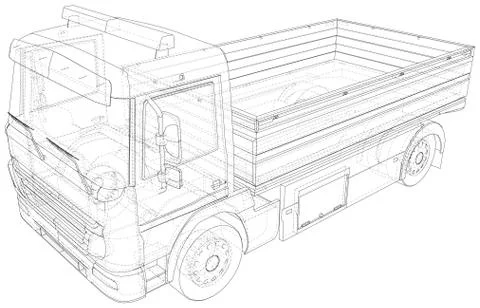 Flatbed truck. Vector Illustration of Flatbed truck. The layers of visible and Stock Illustration