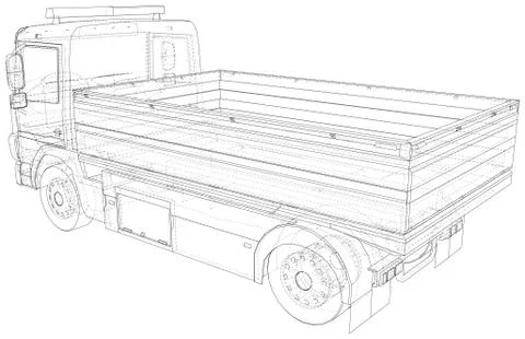 Flatbed truck. Vector Illustration of Flatbed truck. The layers of visible and Stock Illustration