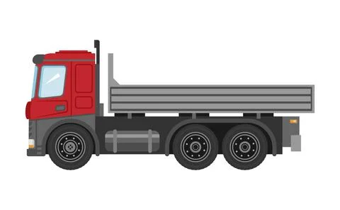 Flatbed truck on white background. Vector isolated illustration. Delivery tru Stock Illustration