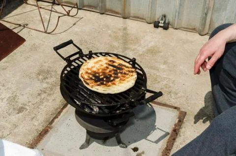 Flatbread Backyard Cook Stock Photos