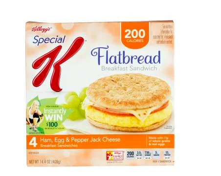 Flatbread breakfast sandwiches 库存照片