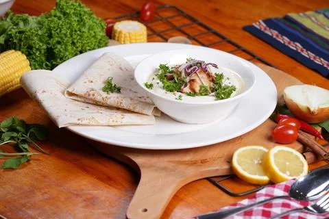 Flatbread with Creamy Chicken Dip Foto stock