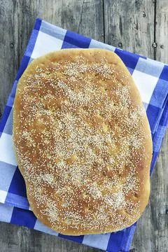 Flatbread known as lagana bread Stock Photos