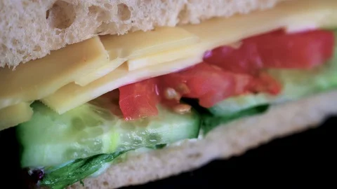 Flatbread sandwich with cheese tomato cucumber salad and sauce 2 Stock Footage 120703638