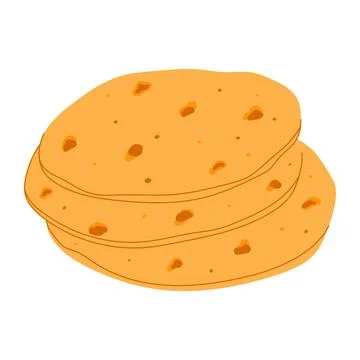 Flatbread. Traditional Middle Eastern food. Hand drawn vector illustration Stock Illustration