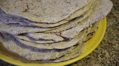 Flatbreads on the plate Stock Footage 67479611
