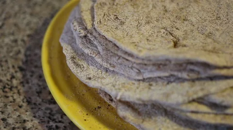 Flatbreads on the plate Stock Footage 67479693