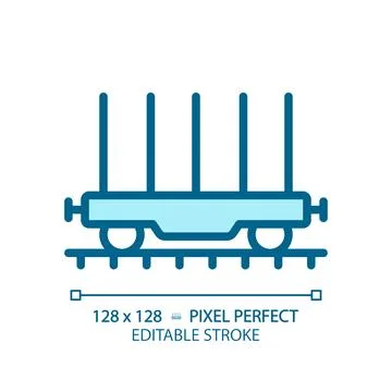Flatcar pixel perfect blue RGB color icon Stock Illustration