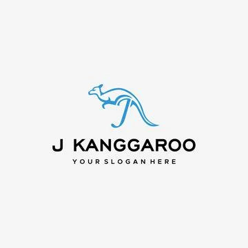 Flate Lettermark initial J kangaroo logo design Illustrazione stock