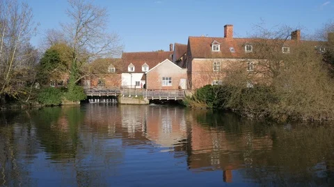 Flatford Mill and River Stour - Dedham Vale and Stour Valley Video stock 105266370
