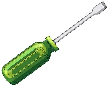 Flathead Screwdriver with Green Handle Vector Illustration Illustration