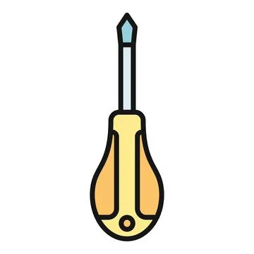 Flathead screwdriver hand tool repairing fixing construction work icon Ilustración de archivo