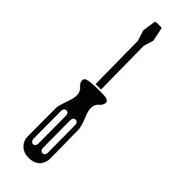 Flathead Screwdriver Tool Icon Silhouette Isolated on White Background Stock Illustration