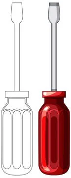 Flathead Screwdriver Vector Illustration with Red Handle Stock Illustration