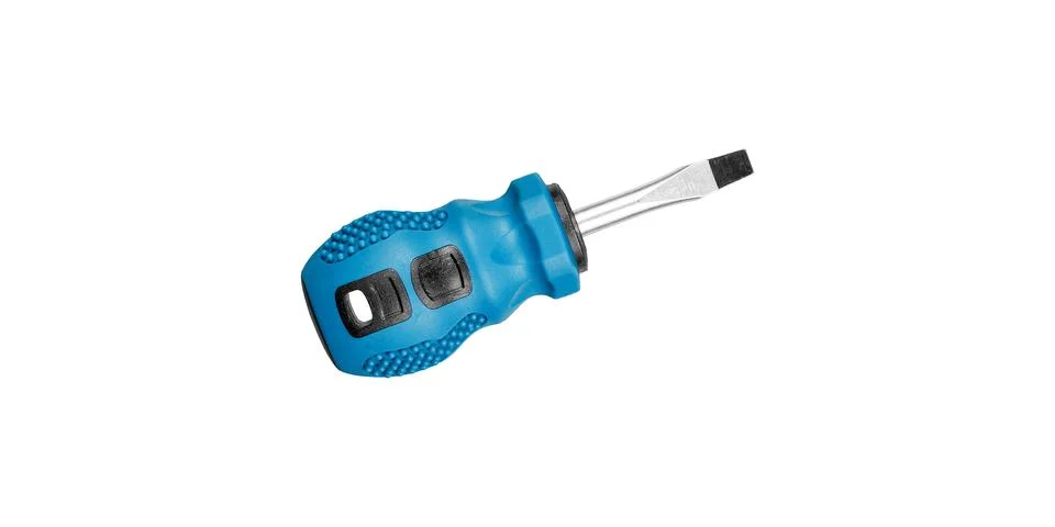 Flathead screwdrivers blue color on isolated white background Stock Photos