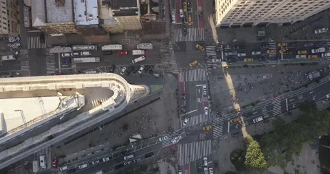 Flatiron Building, Madison Square Park, Drone, Cinematic New York City Stock Footage 153554876