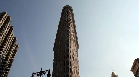 Flatiron Building in Manhattan - Panning Down Stock Footage 915131