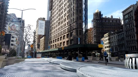 Flatiron Building New York Timelapse Corona Virus times Stock Footage 127596610
