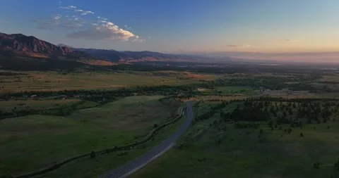 Flatirons Front Range Boulder Chautauqua Park morning sunrise aerial drone Stock Footage 316402881