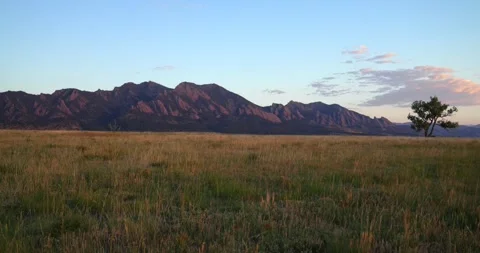 Flatirons Front Range Boulder Chautauqua Park morning sunrise aerial drone Stock Footage 316403076