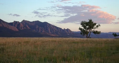Flatirons Front Range Boulder Chautauqua Park morning sunrise aerial drone Stock Footage 316569440