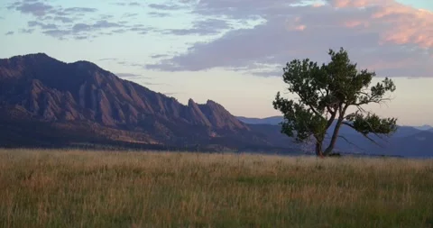 Flatirons Front Range Boulder Chautauqua Park morning sunrise aerial drone Stock Footage 316572209