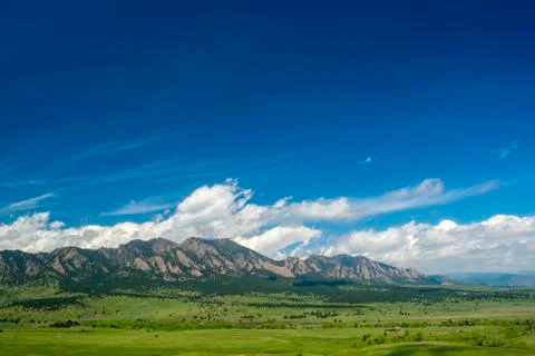The Flatirons Mountains in Boulder, Colorado on a Sunny Day Stock Photos