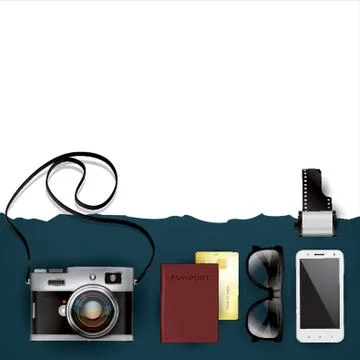 Flatlay of Accessories And Copyspace Stock Illustration