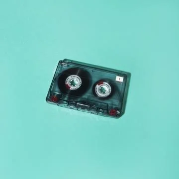 Flatlay with audio cassette Stock Photos