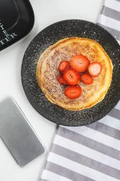 A flatlay of the breakfast table Stock Photos