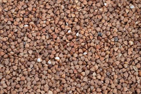 Flatlay buckwheat groats pattern covers entire frame creating seamless natura 库存照片